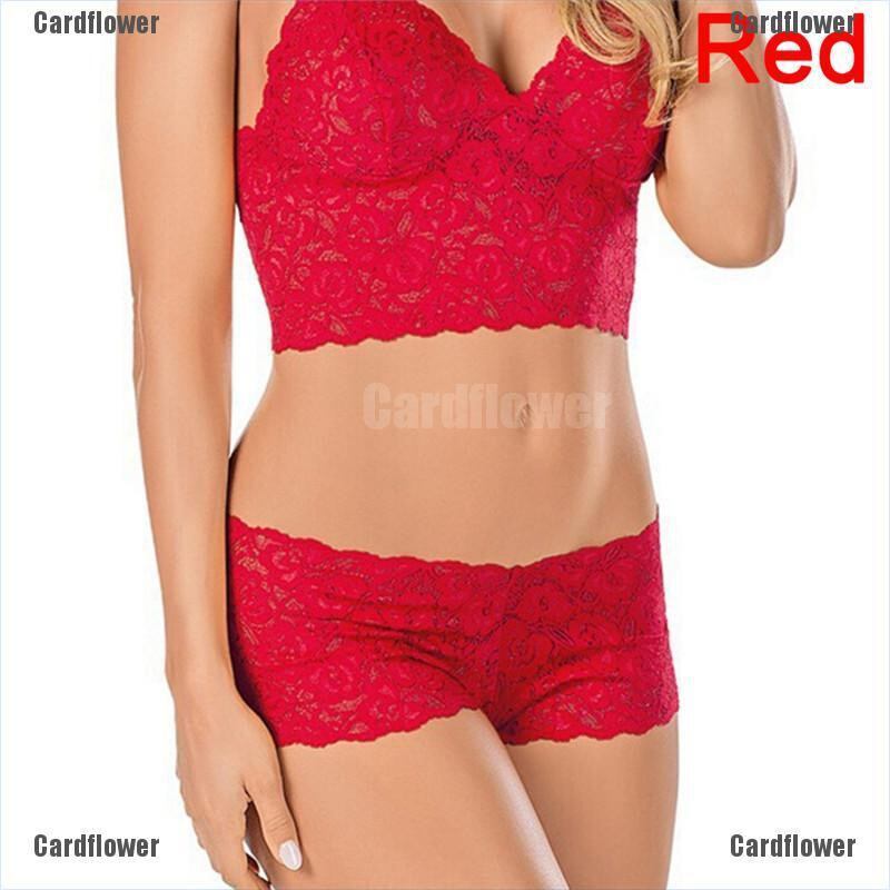 Picture of Pajamas for Women Set  Sheer Floral Lace Pajamas Lingerie Set  High Waist Sleepwear Bra and Panty 2 Piece Nightwear  Lace Exotic Bra and Panty Set