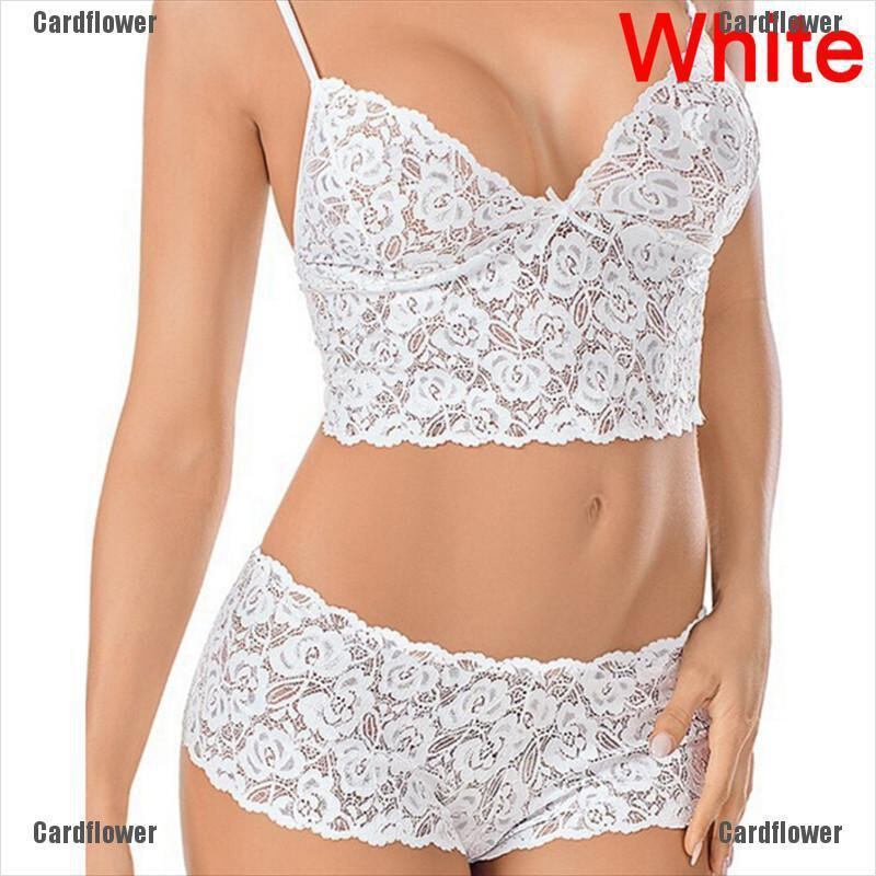 Picture of Pajamas for Women Set  Sheer Floral Lace Pajamas Lingerie Set  High Waist Sleepwear Bra and Panty 2 Piece Nightwear  Lace Exotic Bra and Panty Set