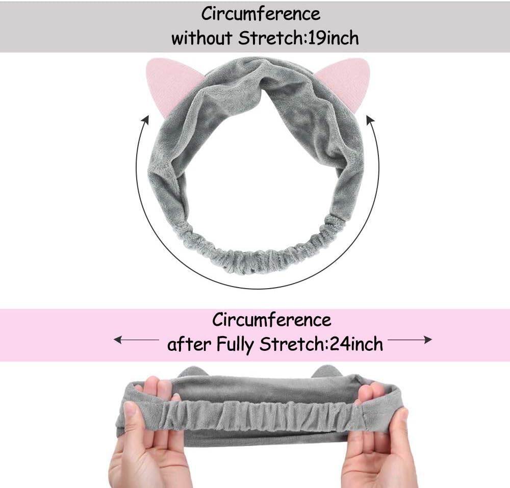 Picture of Retail Care 2-in-1 manual silicone facial cleansing brush to clean pores face brush Cleansing and Exfoliating Double Sided Facial Cleaning Brush and Cat Ear Hairband Elastic Headband Combo Set