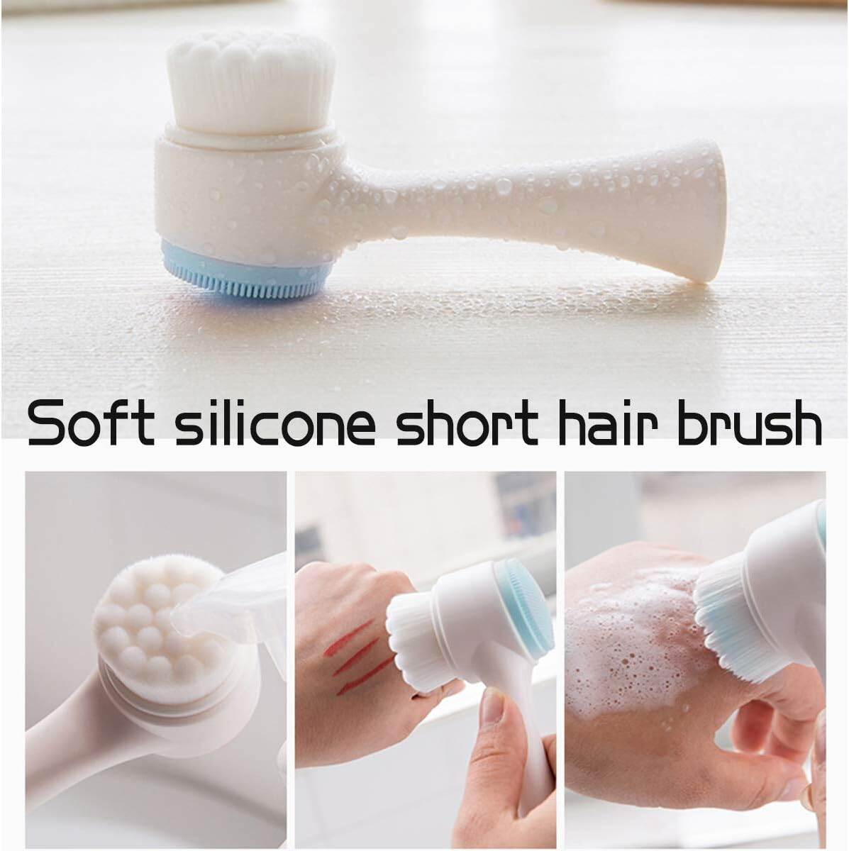 Picture of Retail Care 2-in-1 manual silicone facial cleansing brush to clean pores face brush Cleansing and Exfoliating Double Sided Facial Cleaning Brush and Cat Ear Hairband Elastic Headband Combo Set