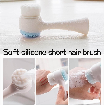 Picture of Retail Care 2-in-1 manual silicone facial cleansing brush to clean pores face brush Cleansing and Exfoliating Double Sided Facial Cleaning Brush and Cat Ear Hairband Elastic Headband Combo Set