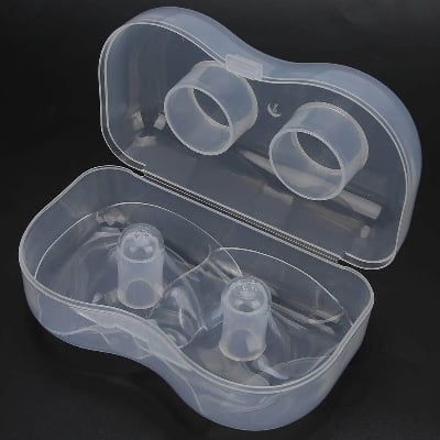 Picture of Medela Contact Nipple Shield for Breastfeeding with Case made from Ultra-thin soft Silicone  Silicone Nursing Breast Milk Feeding Protector, includes 2 Shields and Box