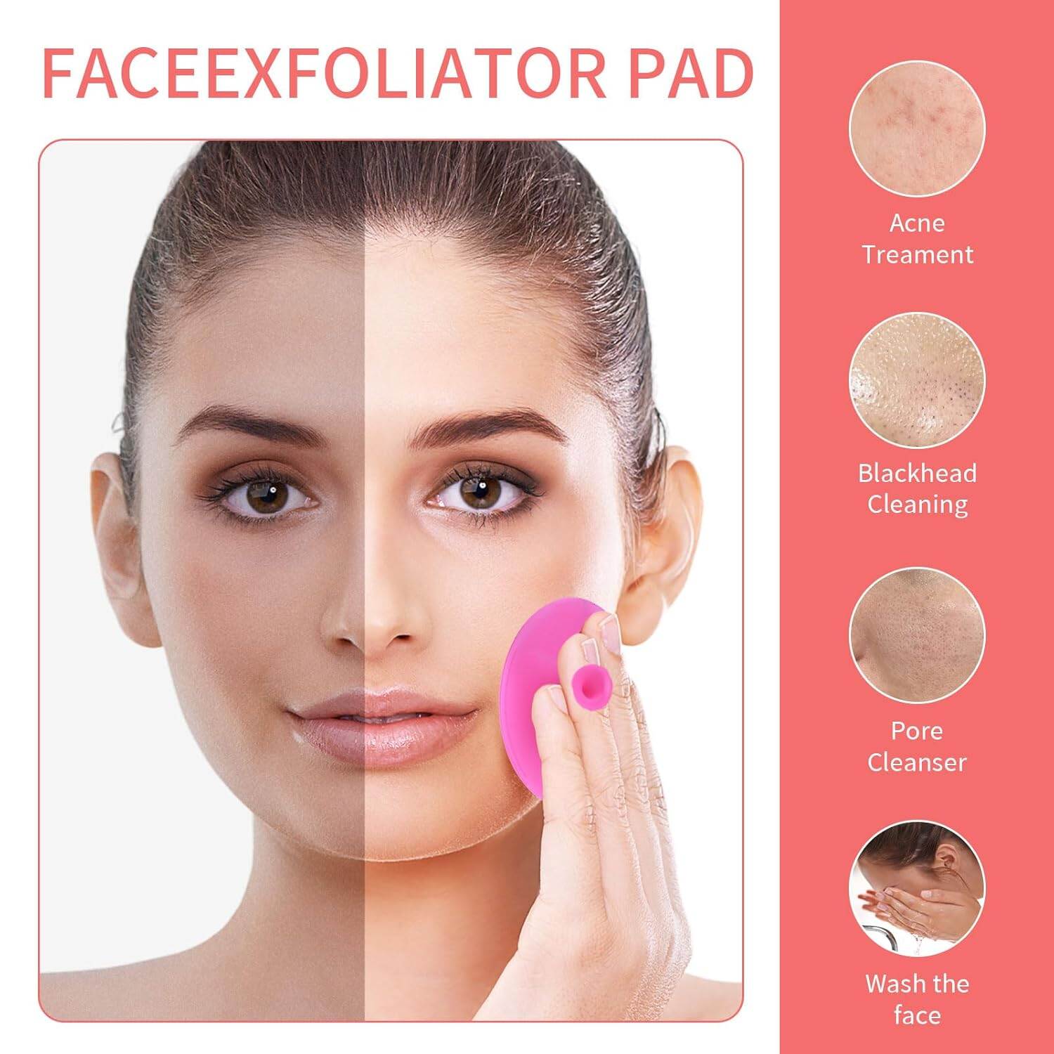 Picture of 3 Pcs Lip Scrub Brush Blackhead Removal Brush with Silicone Facial Cleansing Brush,2 Pcs Face Scrubber Gentle Exfoliating,Removing Blackhead,Massaging Soft Silicone Scrubbies Facial Cleansing Pad Face Exfoliator