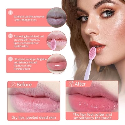 Picture of 3 Pcs Lip Scrub Brush Blackhead Removal Brush with Silicone Facial Cleansing Brush,2 Pcs Face Scrubber Gentle Exfoliating,Removing Blackhead,Massaging Soft Silicone Scrubbies Facial Cleansing Pad Face Exfoliator