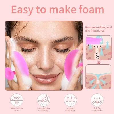 Picture of 3 Pcs Lip Scrub Brush Blackhead Removal Brush with Silicone Facial Cleansing Brush,2 Pcs Face Scrubber Gentle Exfoliating,Removing Blackhead,Massaging Soft Silicone Scrubbies Facial Cleansing Pad Face Exfoliator