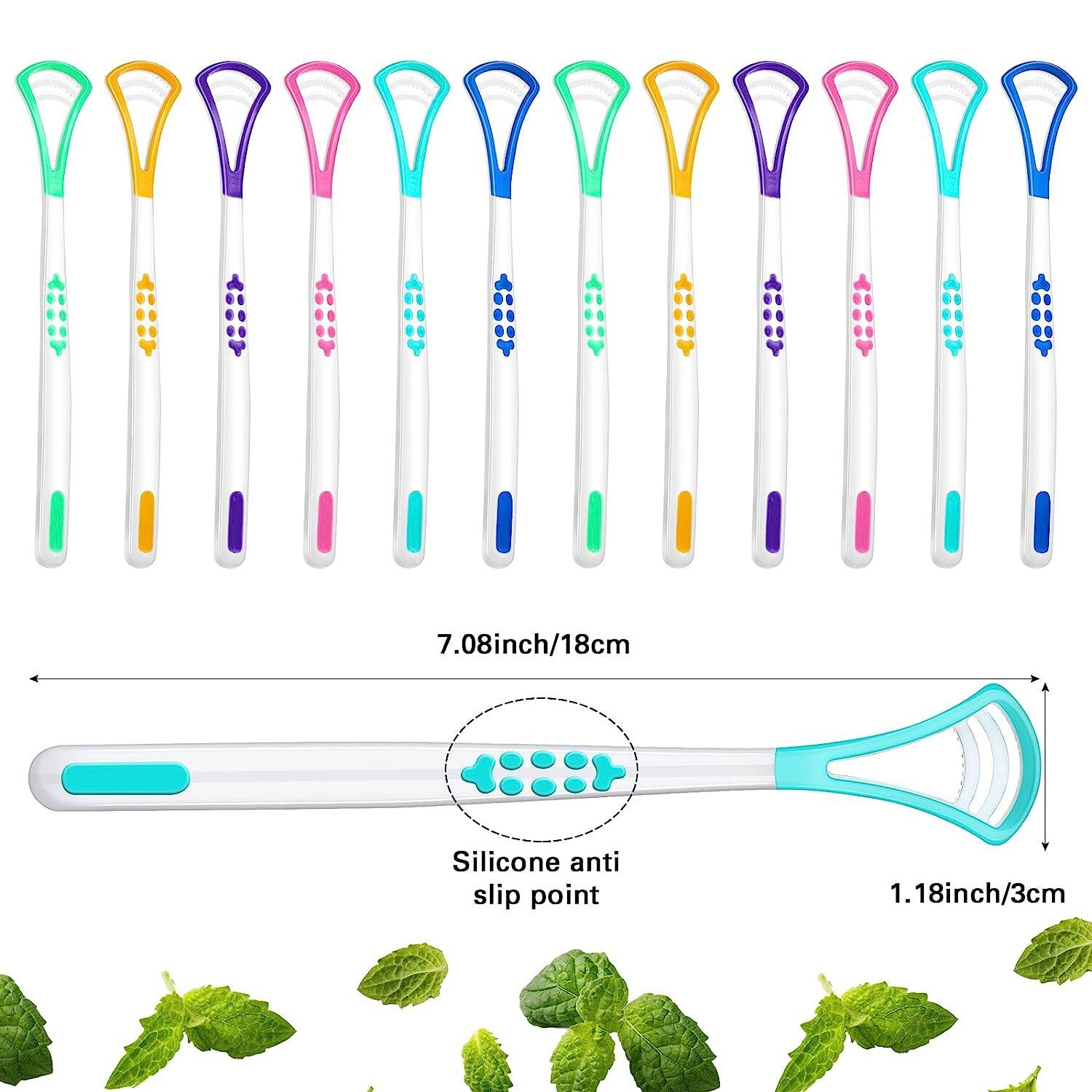 Picture of Tongue Scraper Cleaner 100% BPA Free Tongue Scrapers with Travel Handy Case for Adults, Kids, Healthy Oral Care, Easy to Use, Help Fight Bad Breath (4 PACK)