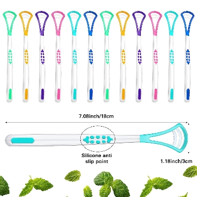 Picture of Tongue Scraper Cleaner 100% BPA Free Tongue Scrapers with Travel Handy Case for Adults, Kids, Healthy Oral Care, Easy to Use, Help Fight Bad Breath (4 PACK)