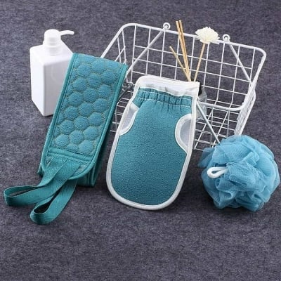Picture of 1 Set Body Brush Back Scrubber, 3 Pieces Exfoliating Shower Set, Shower Sponge, Bath Exfoliating Glove, Body Scrubber Exfoliating Shower Sponge for Men and Women