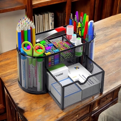 Picture of Metal Mesh Desk Organizer – Fireproof, Heat Resistant (10.5×11×22cm)-Black
