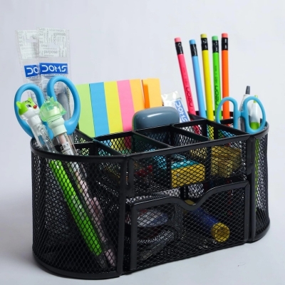 Picture of Metal Mesh Desk Organizer – Fireproof, Heat Resistant (10.5×11×22cm)-Black
