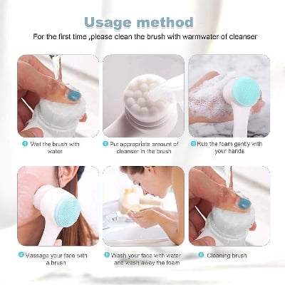 Picture of Retail CareFace Brush - Manual Facial Cleansing, Double Side Skin Care Facial Cleaning Brush, Silicone Facial Scrubber Manual Dual Face Wash Brush for Deep Pore Exfoliation Makeup Massaging