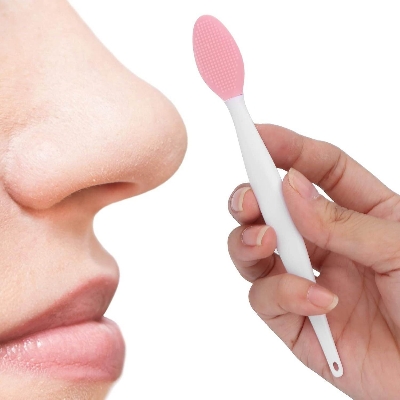 Picture of 1pcs Silicone Scrub Lip Brush, Double Side Lip Exfoliating, Nose Clean Blackhead Removal Brushes With Lip Exfoliator Scrubber Tool Wash Face Cleansing Brush