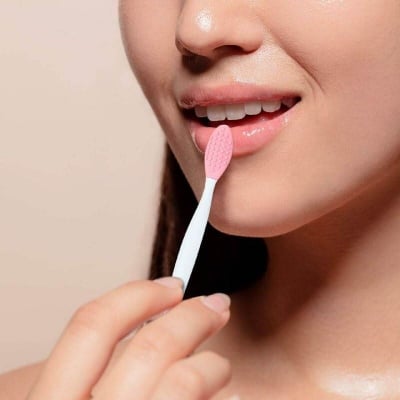 Picture of 1pcs Silicone Scrub Lip Brush, Double Side Lip Exfoliating, Nose Clean Blackhead Removal Brushes With Lip Exfoliator Scrubber Tool Wash Face Cleansing Brush