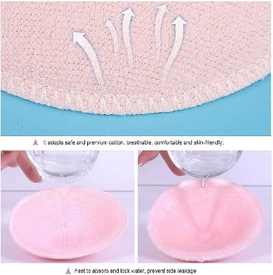 Picture of 4-Pack Ultra Soft Reusable Breastfeeding Pads, Hypoallergenic, Waterproof, Leak-Proof Nursing Bra Inserts
