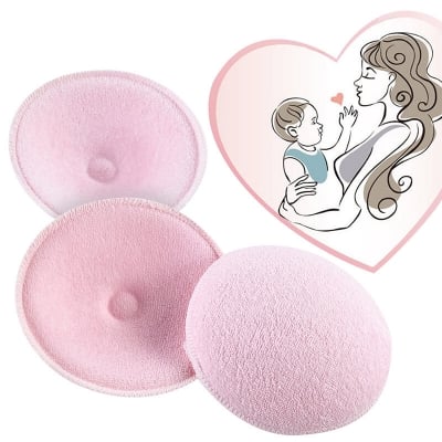 Picture of 4-Pack Ultra Soft Reusable Breastfeeding Pads, Hypoallergenic, Waterproof, Leak-Proof Nursing Bra Inserts