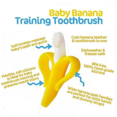 Picture of RETAILCARE® Banana Baby Teether, Self-Soothing Pain Relief Soft Silicone Baby Teething Toys, Training Toothbrush for Babies, Toddlers, Infants, Boy and Girl, Natural Organic BPA Free