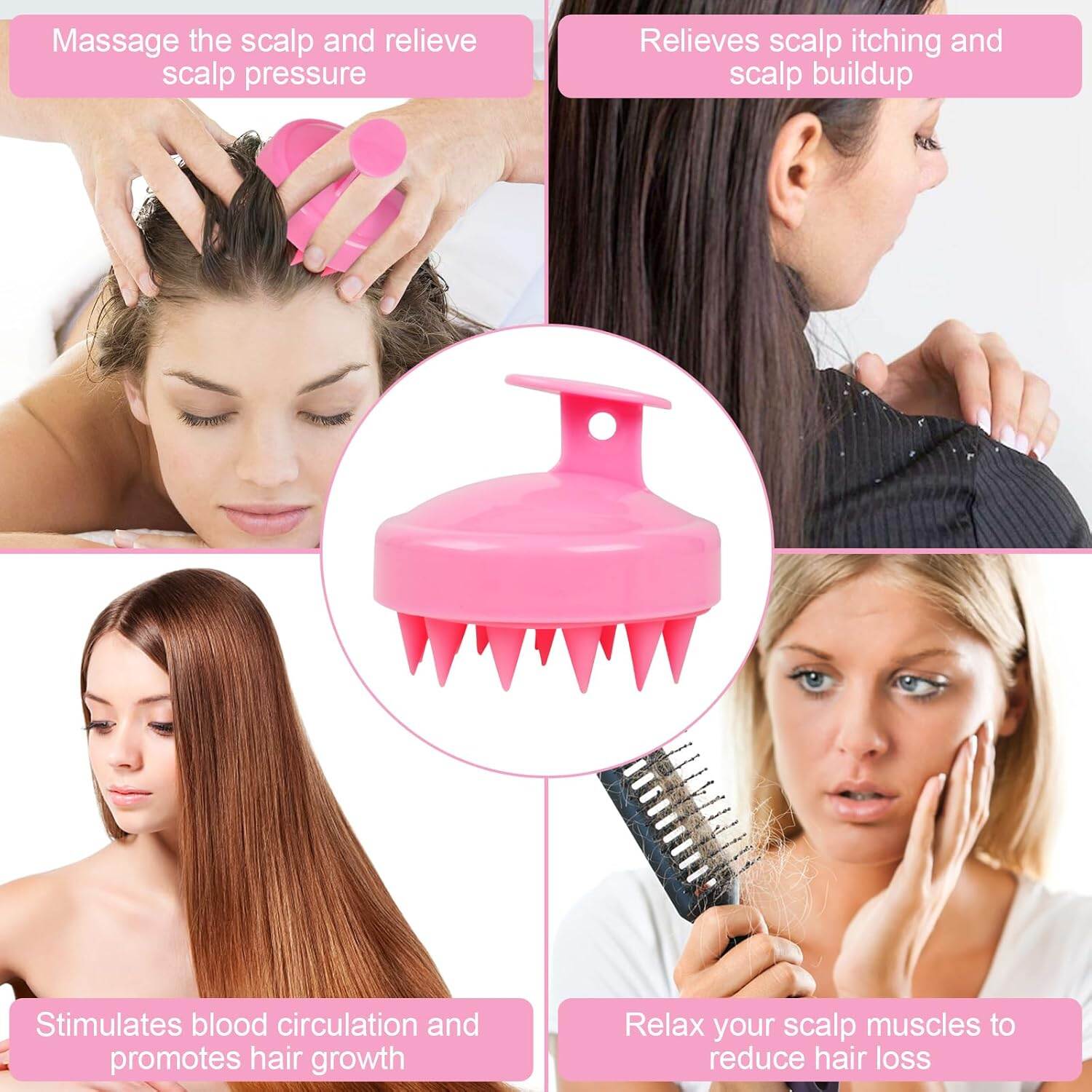 Picture of Scalp Massager Shampoo Brush, Hair Scalp Scrubber Shower Hair Brush Head Massager for Stress Relax Hair Growth, Dandruff Brush Scalp Exfoliator for Women Men and Kids , (MULTICOLOR)