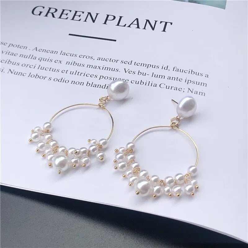 Picture of LIFKOME Fashionable Dangle Earrings 1 Pair Pearl Hoop Earrings for Women Unique Design for Everyday Fashion pearl earrings for girls