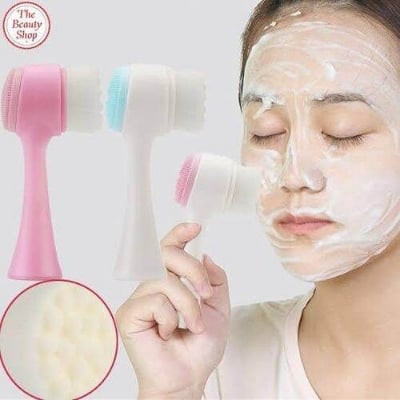 Picture of 1Pcs Double Sides Face Brushs,Facial Cleansing Brush 2 in 1,3D Stand Vertical Silicone Facial Wash Brush,Applicable to Sensitive, Delicate, Dry Skins Silicone Deep Cleanser for Men and Women(WHITE)