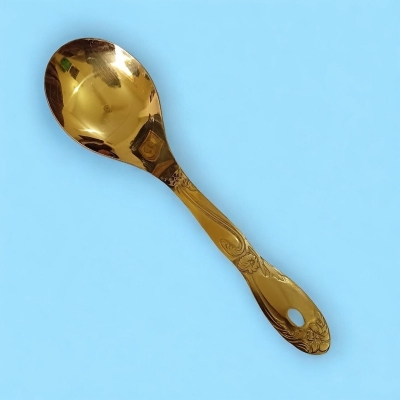 Picture of 10 Inch Golden Stainless Steel Rice Spoon - Mirror Polish Finish, Cutting Print, Single Piece for Cooking and Serving-Gold