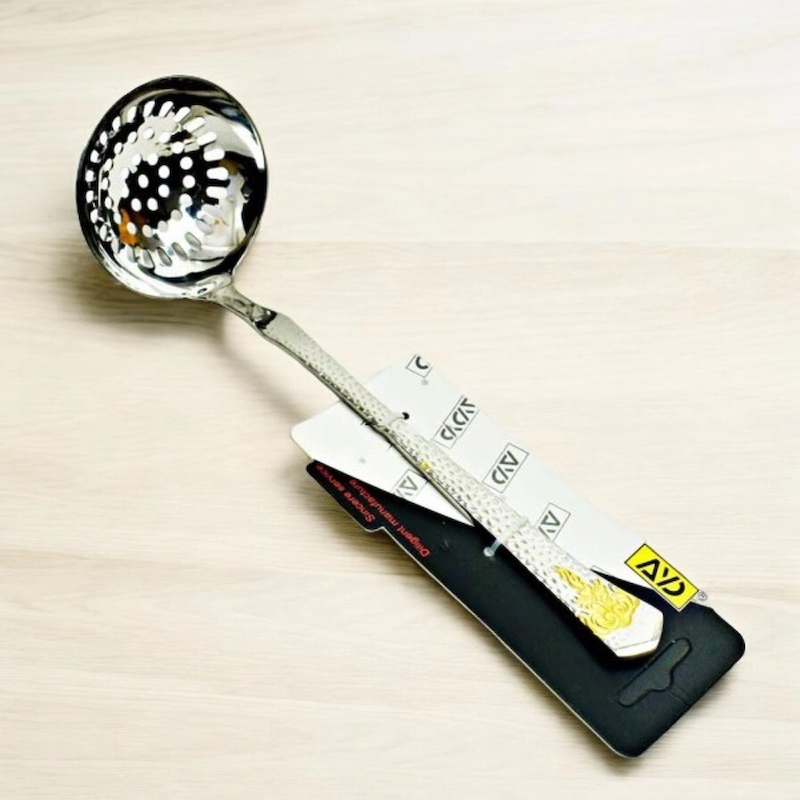 Picture of Mirror Polished 9-Inch Stainless Steel Skimmer Spoon - Round Slotted Design, Perfect for Cooking and Serving Soups - Elegant Silver Utensil - 1 Piece-Silver