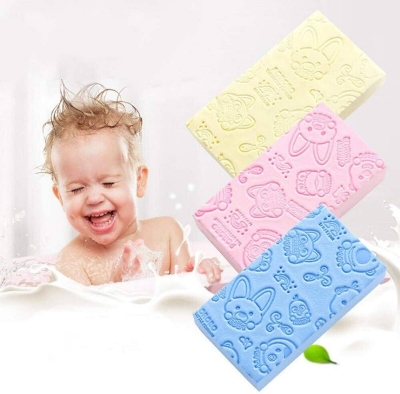 Picture of Reusable Silicone Baby Bath Body Soft Brush and Comb Sponge Face Hair Wash Brush And Cartoon Pattern Design  Baby Bath Body Shower Sponge Cleansing Sponge for Sensitive Skin Super Soft Shower Massage Brush Cleaning Brush for Baby Kids