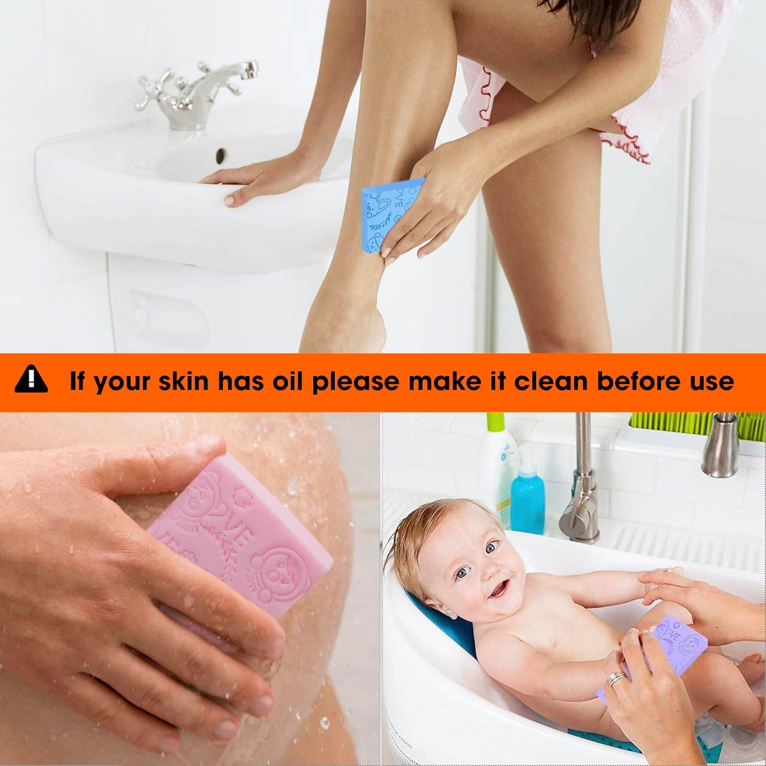 Picture of Premium Ultra Soft Bath Sponge 1 pcs - Magic Shower Sponge Dead Skin Remover, Painless Exfoliating Bath Sponge for All Ages - Adults, Kids & Expecting Moms (Multi-Colour)