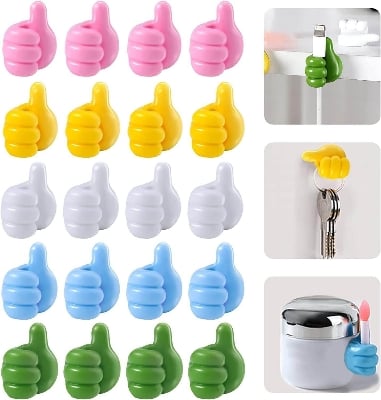 Picture of 10 Pcs Thumb Hook Silicone, Self Adhesive Thumb Hooks for Kitchen, Bathroom, Office, Closet, Hanging Coat Cloth Towel Key, Creative Hand Shaped Multicolor Hooks for Wall.2025