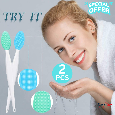 Picture of Gleva Silicone Skincare Exfoliator - Reusable Exfoliating Lip/Nose  Deep Cleaning Blackhead Remover, Facial Cleansing & Face Scrubber Brush, Double-sided Soft Lip/Nose Brush for Smoother and Fuller Appearance (Pack of 2)