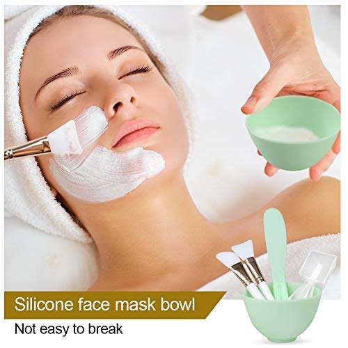 Picture of 9Pcs/set DIY Facial Mask Bowl Beauty Tools Kit Brush Spoon Stick Spray Bottle Sponge Homemade Makeup Tool Facemask Mixing Tool Kit with FREE  Face Wash ,Spa Headband (Multicolor)