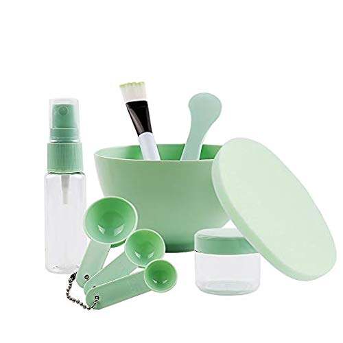 Picture of 9Pcs/set DIY Facial Mask Bowl Beauty Tools Kit Brush Spoon Stick Spray Bottle Sponge Homemade Makeup Tool Facemask Mixing Tool Kit with FREE  Face Wash ,Spa Headband (Multicolor)