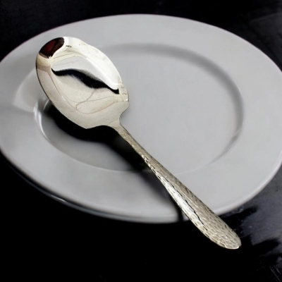 Picture of Elegant 12 Inch Rice Spoon - Stainless Steel, Golden Design, Mirror Polish, Non-Magnetic, Ideal for Cooking and Serving-Silver