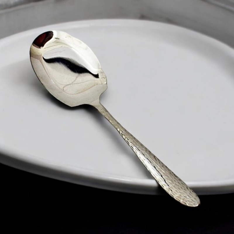 Picture of Elegant 12 Inch Rice Spoon - Stainless Steel, Golden Design, Mirror Polish, Non-Magnetic, Ideal for Cooking and Serving-Silver