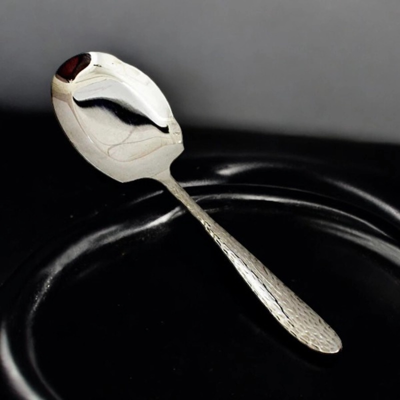 Picture of Elegant 12 Inch Rice Spoon - Stainless Steel, Golden Design, Mirror Polish, Non-Magnetic, Ideal for Cooking and Serving-Silver