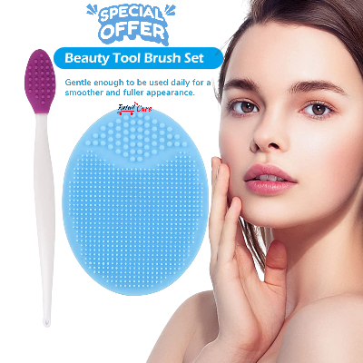 Picture of Soft Silicone Face Scrubber Facial Cleansing Brush Pore Cleansing Pad, Double-Sided Silicone Exfoliating Soft Nose and Lip  Exfoliator   Blackhead Remover Brush (1P Lip Brush+1PFacial Brush)