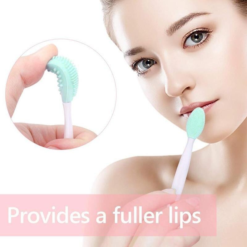 Picture of Soft Silicone Face Scrubber Facial Cleansing Brush Pore Cleansing Pad, Double-Sided Silicone Exfoliating Soft Nose and Lip  Exfoliator   Blackhead Remover Brush (1P Lip Brush+1PFacial Brush)