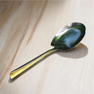 Picture of Stylish 11 Inch Stainless Steel Rice Spoon - Silver, Mirror Polish Finish, Non-Magnetic, Perfect for Cooking and Serving-Silver