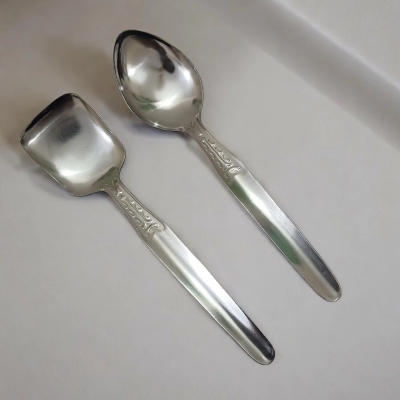 Picture of Set of 2 Stainless Steel Spoons – Silver – 9.5 to 10.5 Inch – Ideal for Everyday Cooking & Serving – Stylish & Durable-Silver