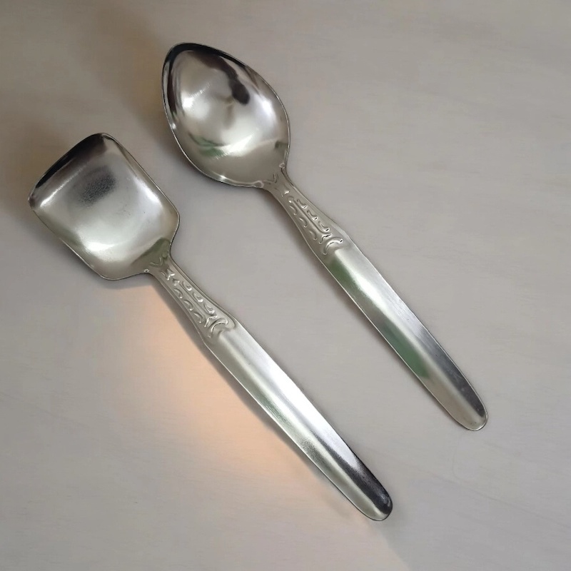 Picture of Set of 2 Stainless Steel Spoons – Silver – 9.5 to 10.5 Inch – Ideal for Everyday Cooking & Serving – Stylish & Durable-Silver