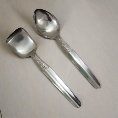 Picture of Set of 2 Stainless Steel Spoons – Silver – 9.5 to 10.5 Inch – Ideal for Everyday Cooking & Serving – Stylish & Durable-Silver