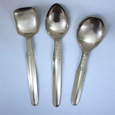 Picture of Set of 3 Stainless Steel Spoons – Silver – 9.5 to 10.5 Inch – Ideal for Everyday Cooking & Serving – Stylish & Durable-Silver