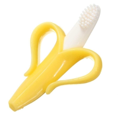 Picture of Wavva Banana Baby Teether, Self-Soothing Pain Relief Soft Silicone Baby Teething Toys, Training Toothbrush for Babies, Toddlers, Infants, Boy and Girl, Natural Organic BPA Free