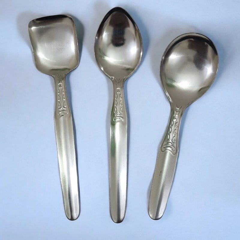 Picture of Set of 3 Stainless Steel Spoons – Silver – 9.5 to 10.5 Inch – Ideal for Everyday Cooking & Serving – Stylish & Durable-Silver
