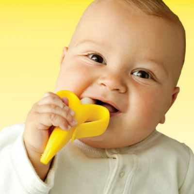 Picture of Wavva Banana Baby Teether, Self-Soothing Pain Relief Soft Silicone Baby Teething Toys, Training Toothbrush for Babies, Toddlers, Infants, Boy and Girl, Natural Organic BPA Free