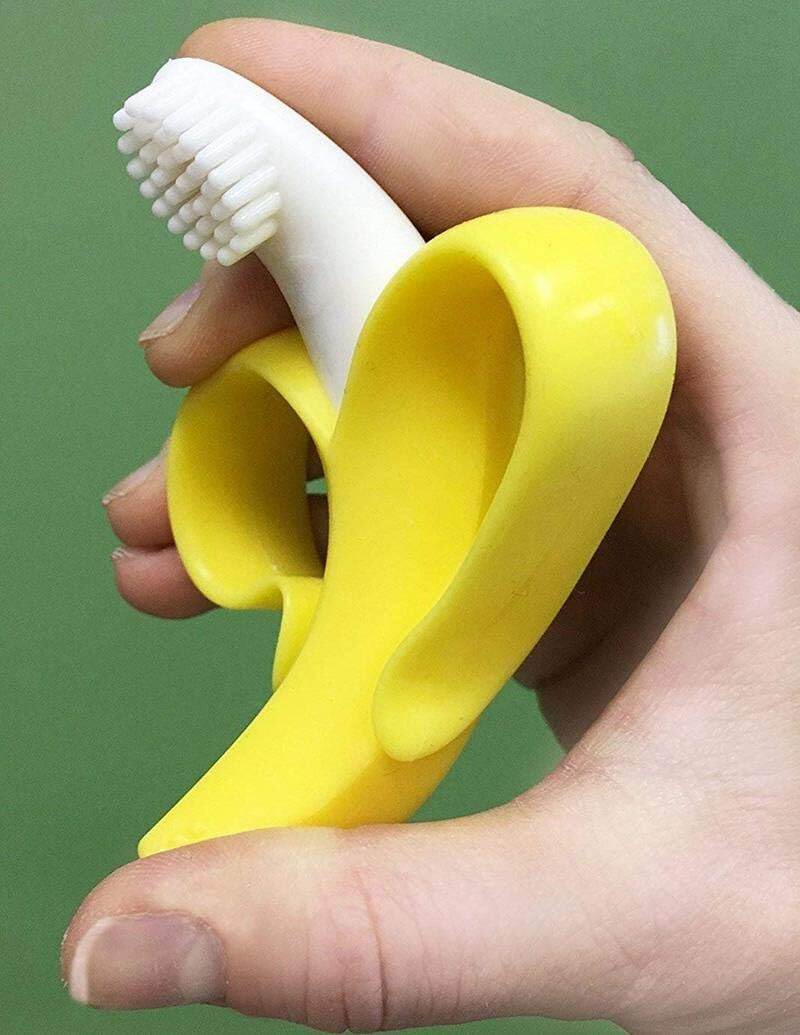 Picture of Wavva Banana Baby Teether, Self-Soothing Pain Relief Soft Silicone Baby Teething Toys, Training Toothbrush for Babies, Toddlers, Infants, Boy and Girl, Natural Organic BPA Free