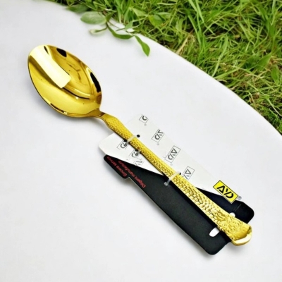 Picture of 10.5 Inch Stainless Steel Spoon - Golden Curry Serving Utensil with Mirror Polish, Non-Magnetic, Ideal for Serving-Gold