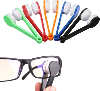 Picture of SEAHAVEN Eye Glass Cleaner, Premium Microfiber Portable Eyeglass Spectacles Sunglass Lens Cleaner Brush Clip Specs Cleaning Tool With Key Hole Microfiber Cloth Handle Reading Glasses with Keyring (Multicolored)