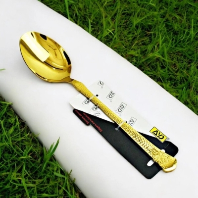 Picture of 10.5 Inch Stainless Steel Spoon - Golden Curry Serving Utensil with Mirror Polish, Non-Magnetic, Ideal for Serving-Gold