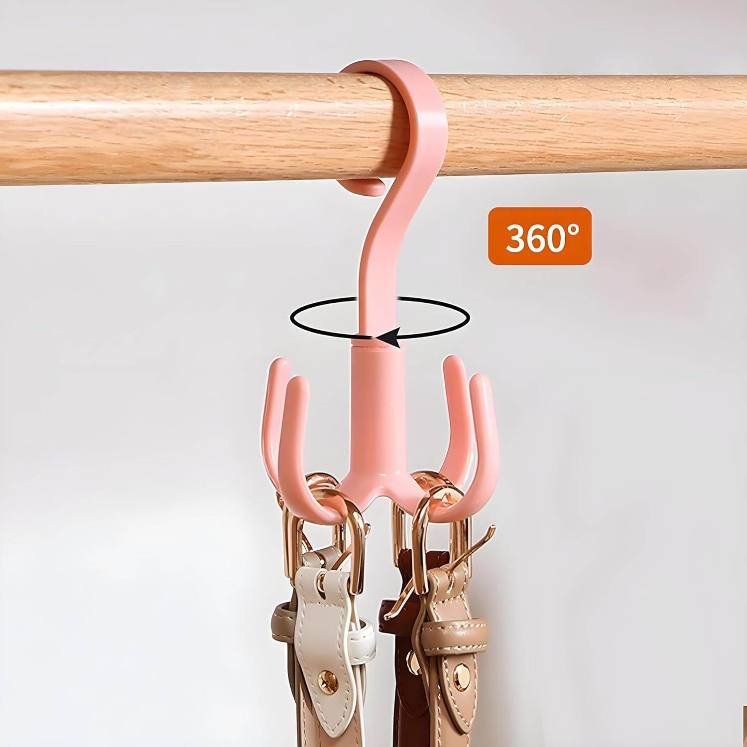 Picture of URBAN LUXY Plastic 360 Degree Rotating Tie And Belt Hanger Scarf Tie Rack Holder Hook For Closet Organizer (Random Colours) (Pack Of 3),Multicolour