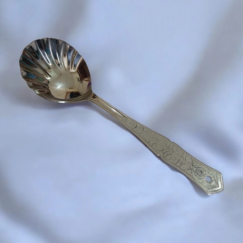 Picture of Rosy Kitchen Spoon  Stainless Steel, 10 Inch Big Soup Spoon. Silver with Mirror Polish Finish, Ideal for Cooking and Serving.-Silver